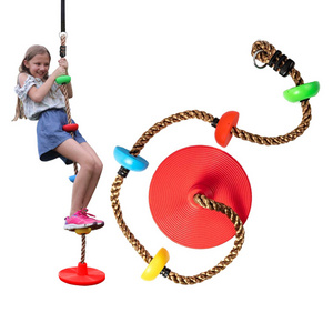 SA-069s hot sale colorful  outdoor gym equipment plastic climbing rope with disc swing seat