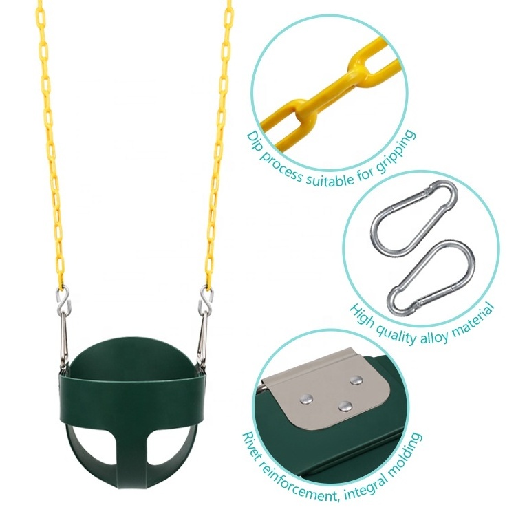 SA-038 High back full bucket toddler swing seat with plastic coated chains patio baby swing