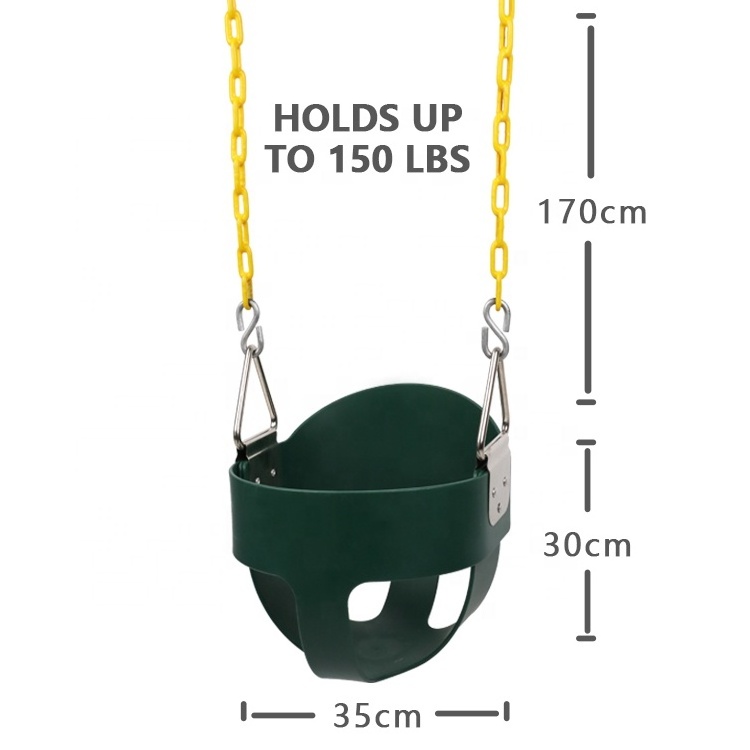 SA-038 High back full bucket toddler swing seat with plastic coated chains patio baby swing