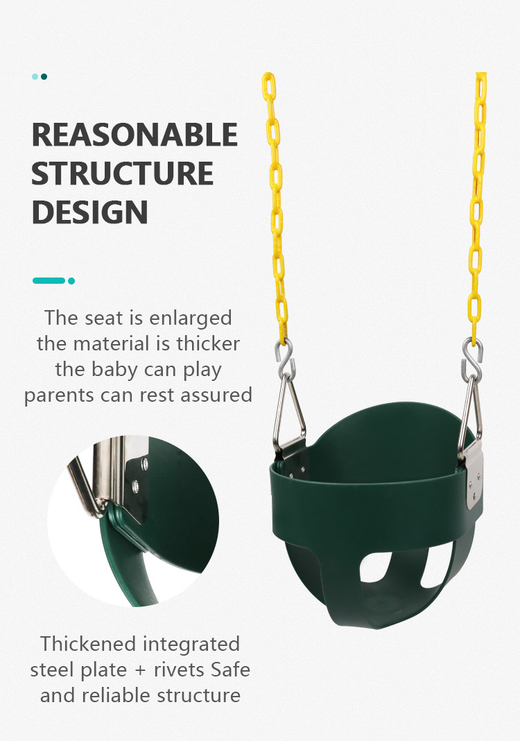 SA-038 High back full bucket toddler swing seat with plastic coated chains patio baby swing