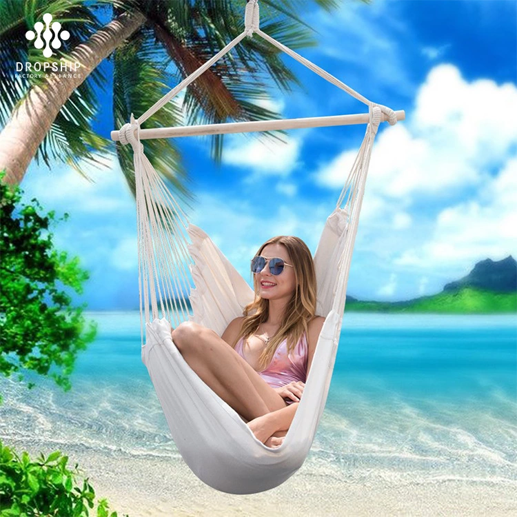 DS-NH1041 customizable size outdoor indoor lightweight with wood stick hanging cotton rope swing hammock chair