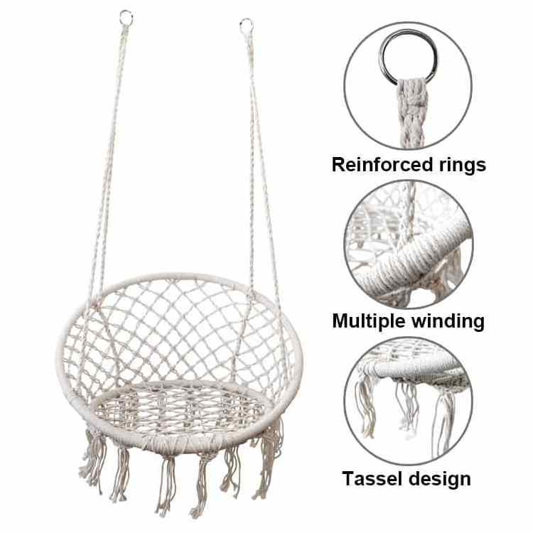 SA-210 2023 hot selling indoor outdoor hanging nest hammock web chair garden Cotton  white macrame net swing