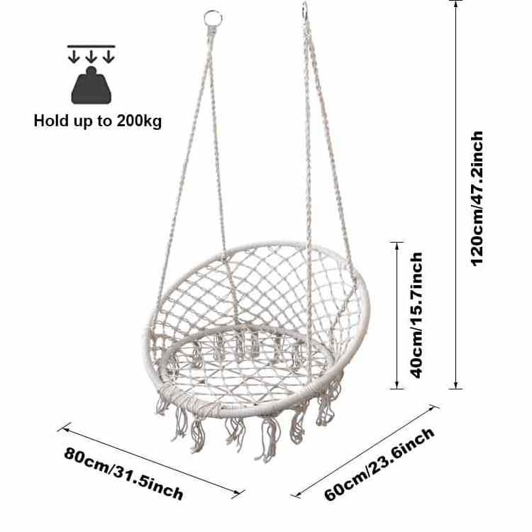 SA-210 2023 hot selling indoor outdoor hanging nest hammock web chair garden Cotton  white macrame net swing