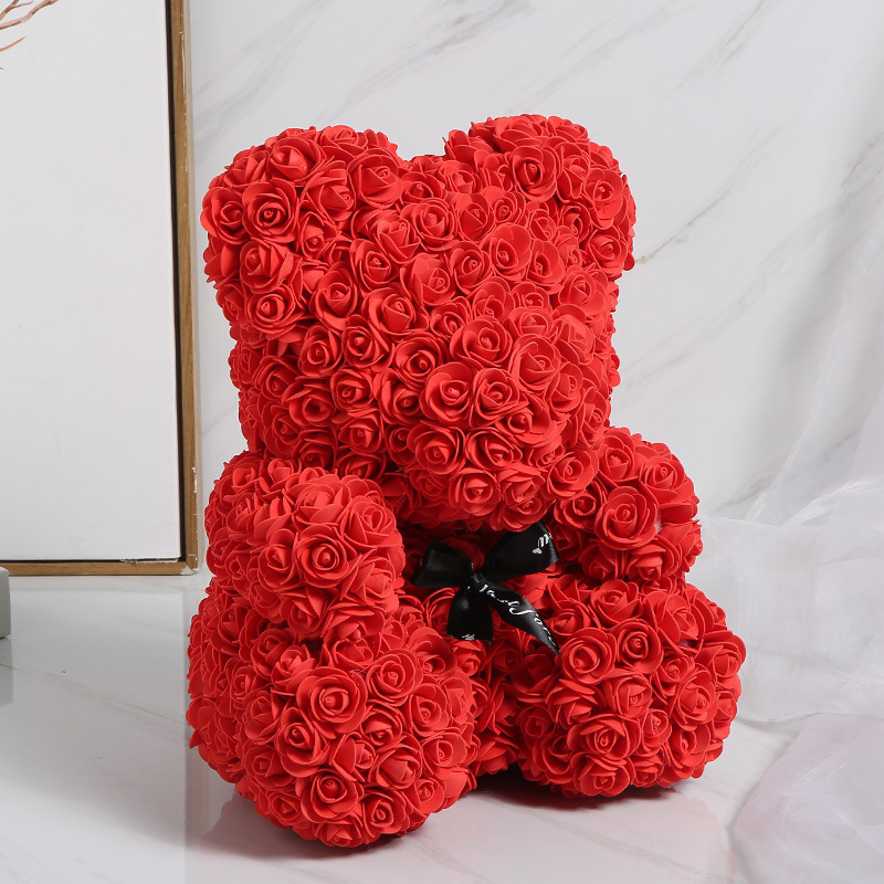 Dropshipping Rose Teddy Bear 25cm Artificial Flowers Bear Valentine's Day Birthday Gifts Wedding Decor Preserved Flowers Rose Bear