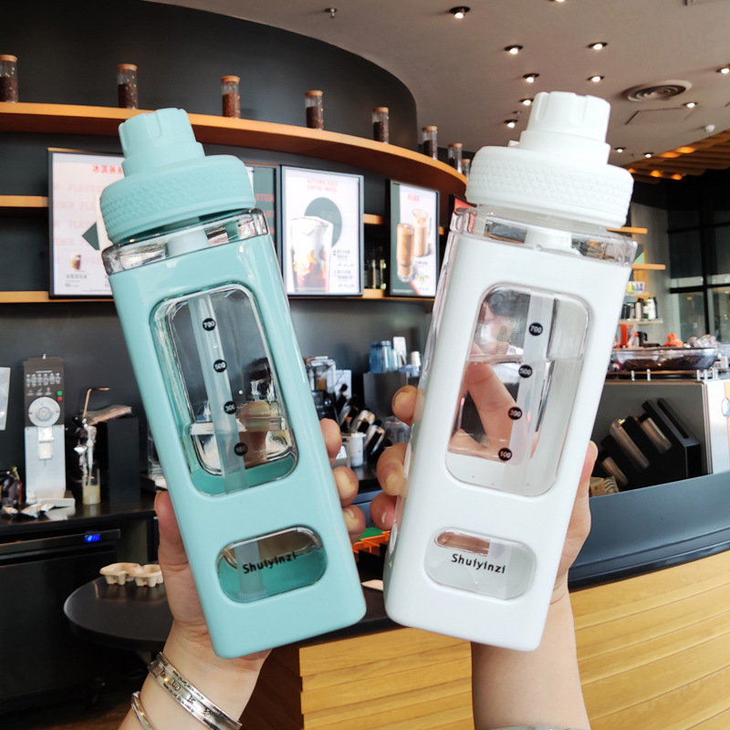 hot  Bear Pastel Water Bottle With 3d Sticker 700ml/900ml Plastic Travel Tea Juice Milk Portable Cute Shaker Drink Bottle Gift