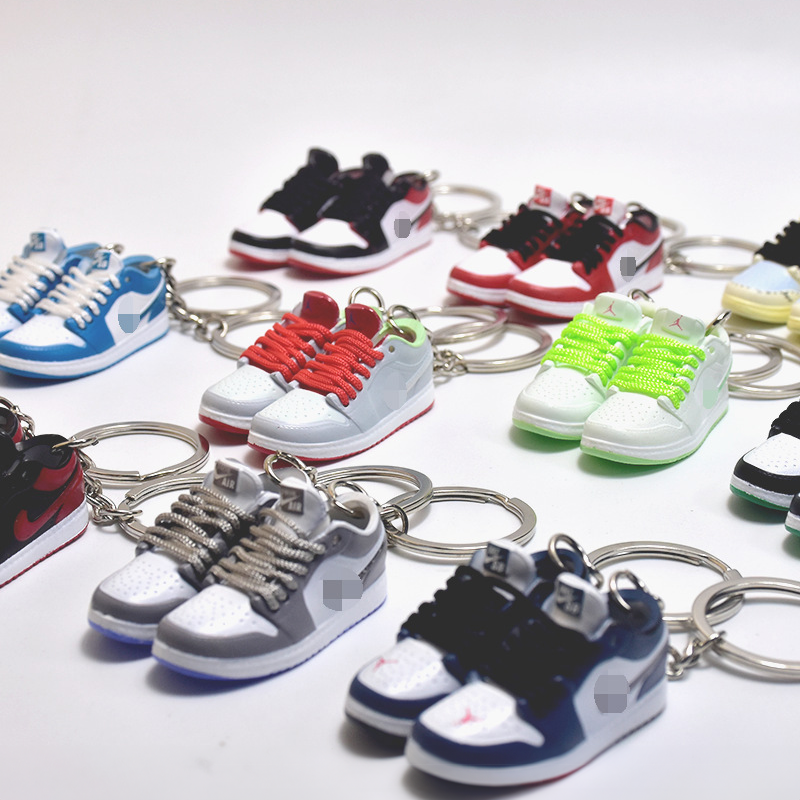 Wholesale Pvc Basketball Key Ring Set With Box And Bag Mini Sneaker 3D  Shoe Keychains Bulk