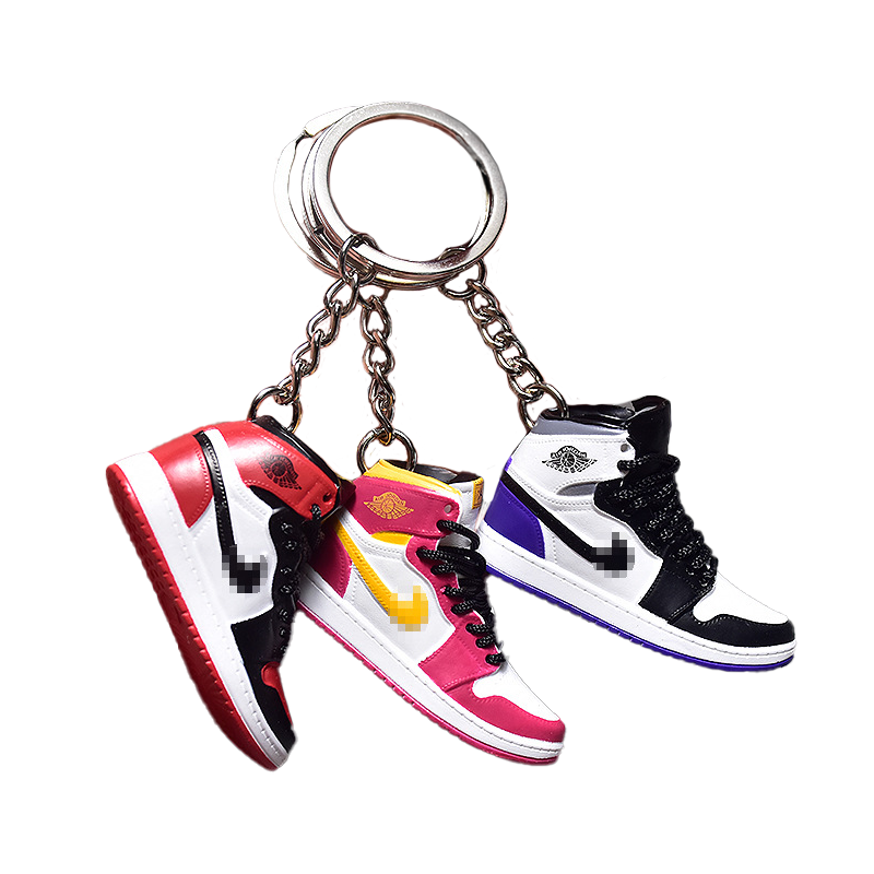 Wholesale Pvc Basketball Key Ring Set With Box And Bag Mini Sneaker 3D  Shoe Keychains Bulk