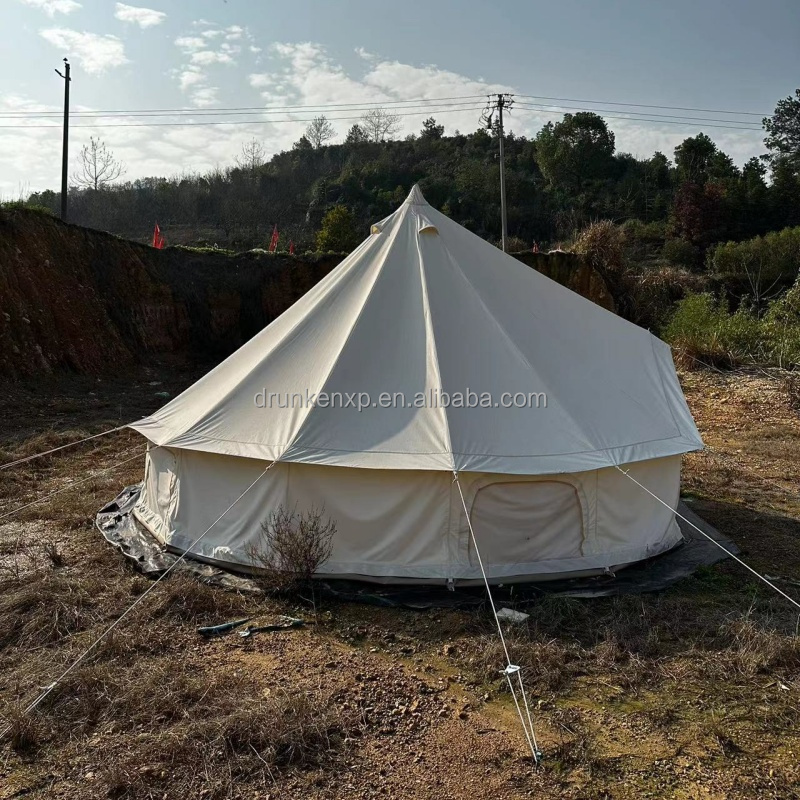 DrunkenXp 285G Cotton Teepee Yurt Glamping Luxury Dome Tent For Sale Resorts 4M 5M 6M Canvas Bell Glamping Bell Tent