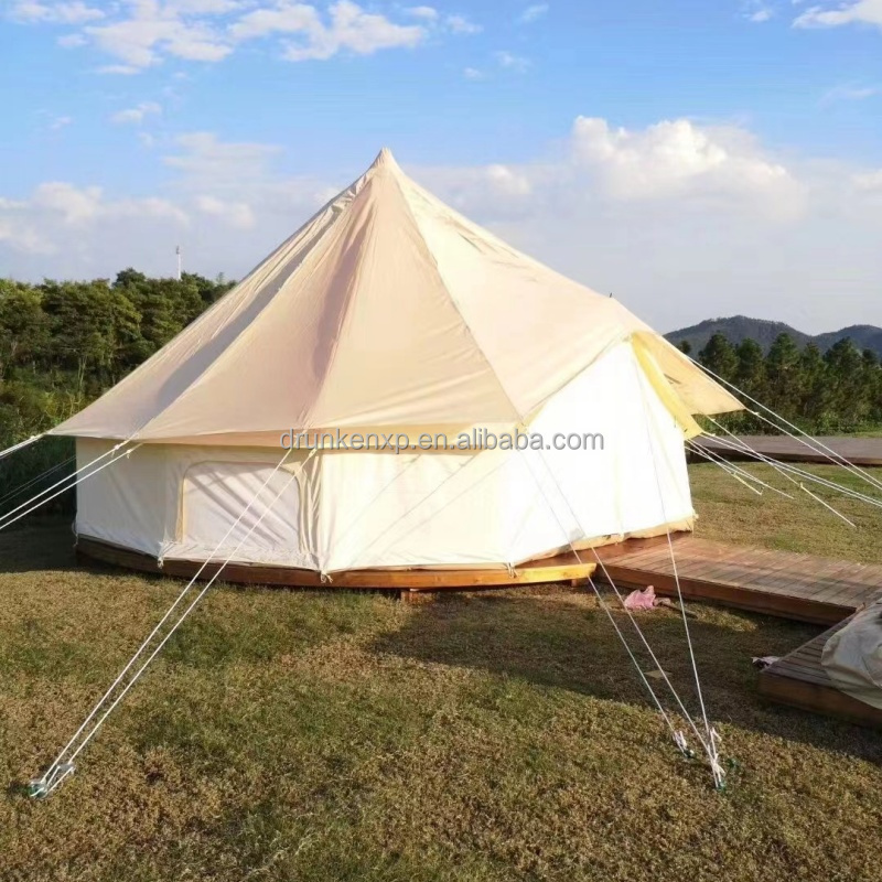 DrunkenXp 285G Cotton Teepee Yurt Glamping Luxury Dome Tent For Sale Resorts 4M 5M 6M Canvas Bell Glamping Bell Tent