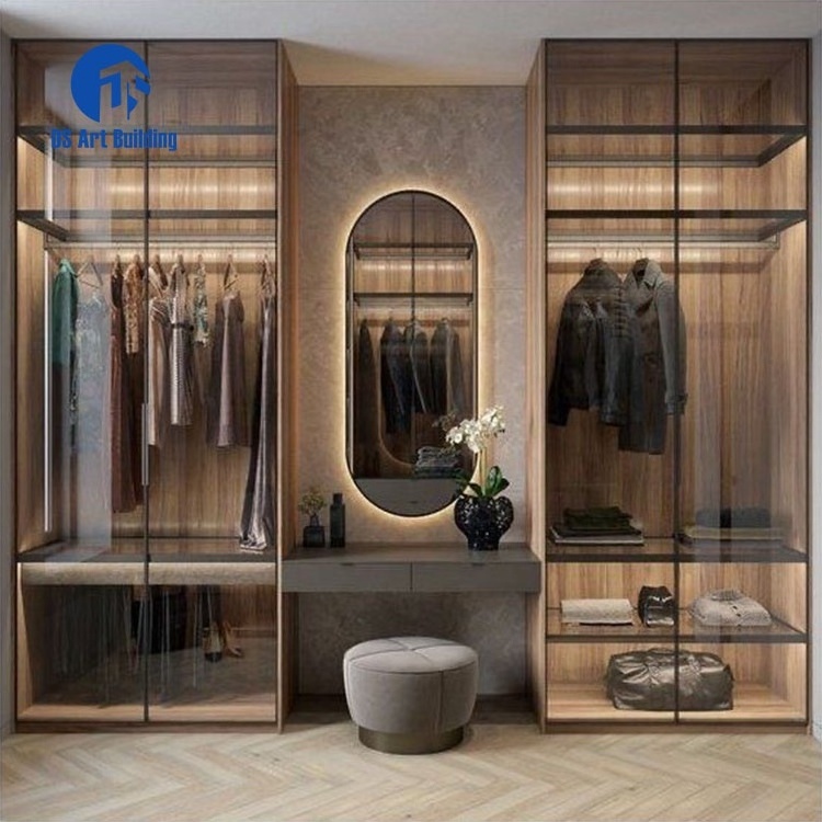 DS Customized Modern Bedroom Walkin Cabinet Wardrobe Closets Systems Furniture Design Wooden Walk in Closet