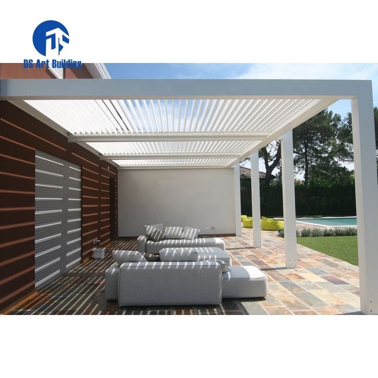 DS Aluminium Pergolas Waterproof Outdoor Pavilion Corten Steel Framed Pergola Bioclimatique Gazebo with Metal Panels