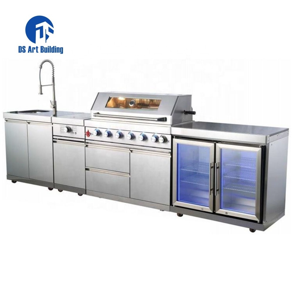 DS Full Set Modern Design Modular BBQ Island Cabinet 304 Stainless Steel Outdoor Kitchen