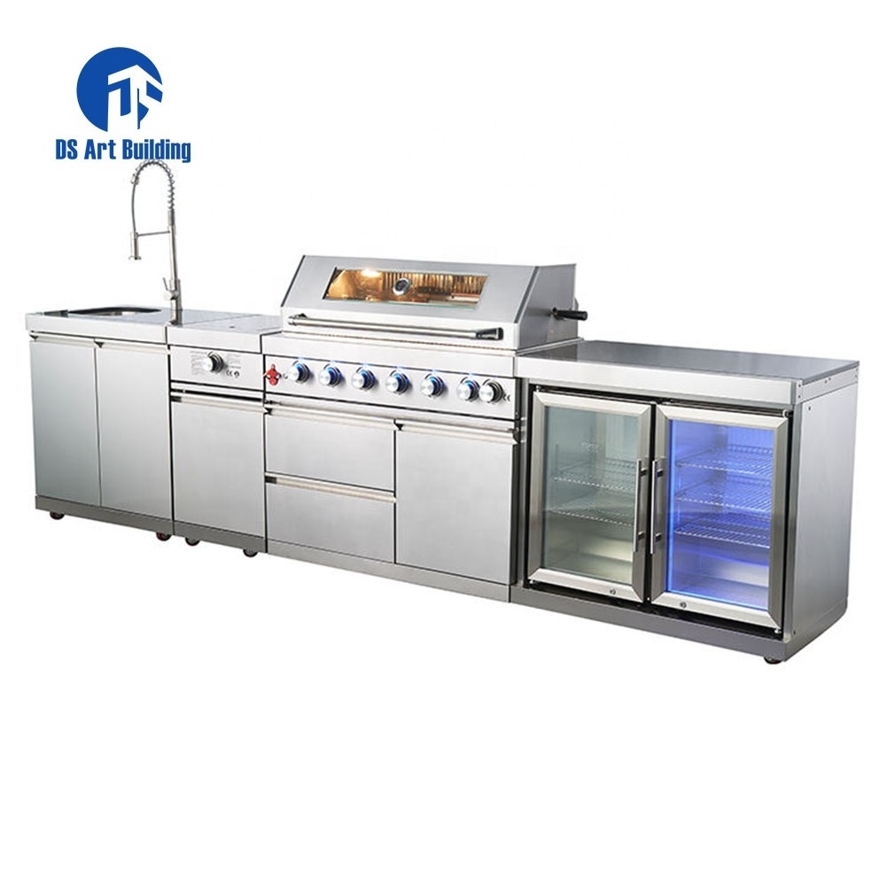 DS Full Set Modern Design Modular BBQ Island Cabinet 304 Stainless Steel Outdoor Kitchen