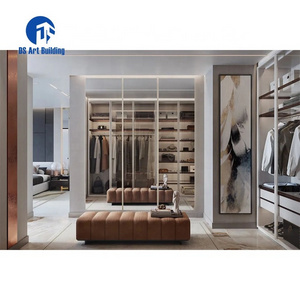 DS Modern MDF Sliding Door Glass Furniture Bedroom Walk in Wardrobe Design Customized Organizer Armoire Custom Closet Wardrobe