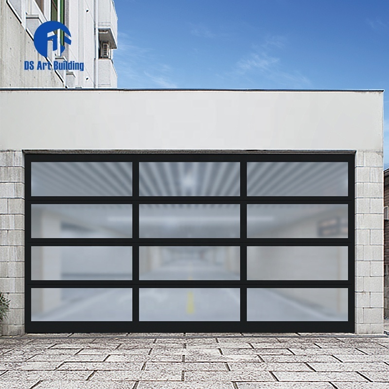 DS 9x8 9x7 16x7 modern reflective sectional overhead aluminum garage door automatic mirror glass garage door with motor