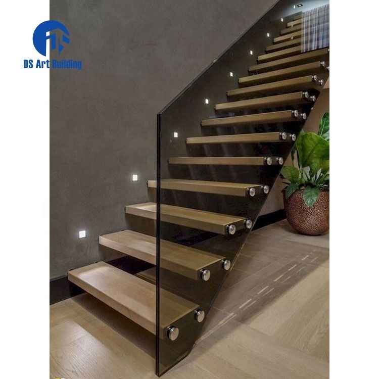 DS Hot seller prefabricated interior straight stairs indoor wooden step staircase straight stair case