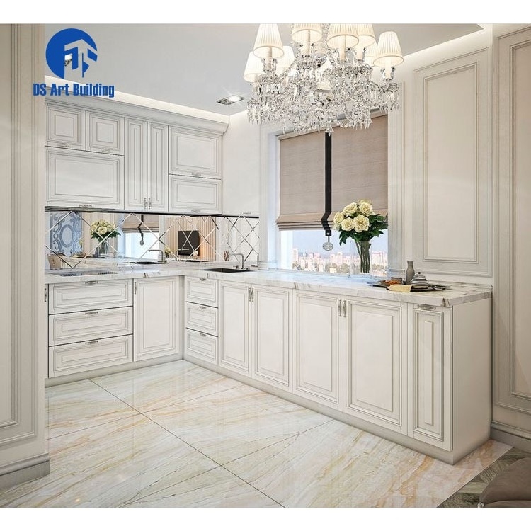 DS American Style Luxury Design Solid Wooden Kitchen Cabinets With Kitchen Pantry Cupboards for Sale