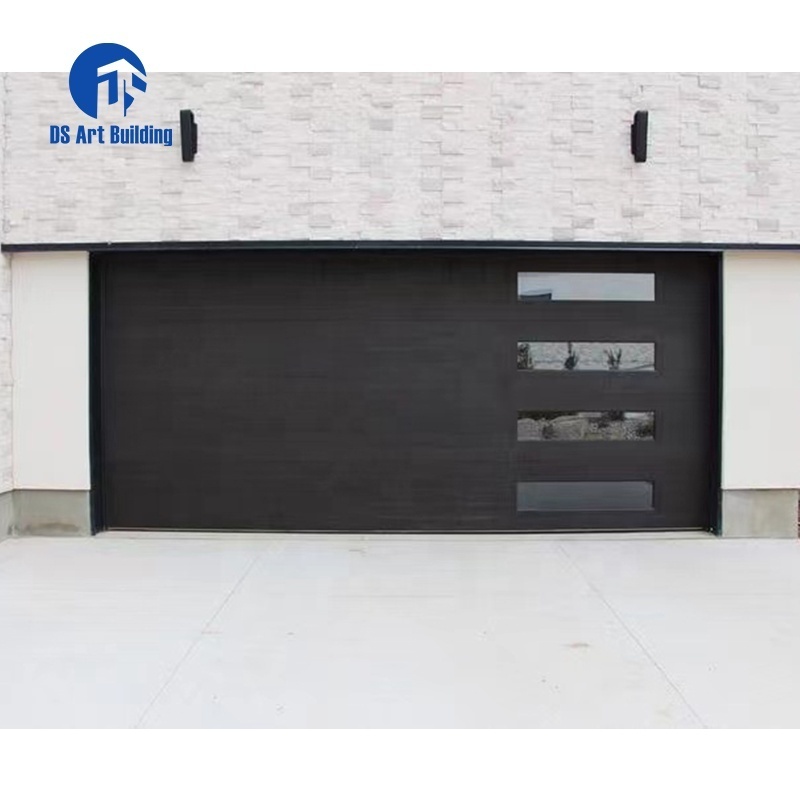 DS New Design Modern Aluminum Alloy Tempered Full View Plexiglass Garage Door Mirror Glass Garage Doors