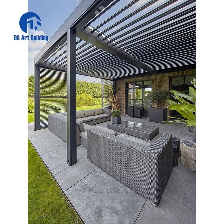 DS Waterproof Opening and Closed roof Motorised Aluminium louvre pergola Sun shade Blades Pergola for Garden Patio Cover