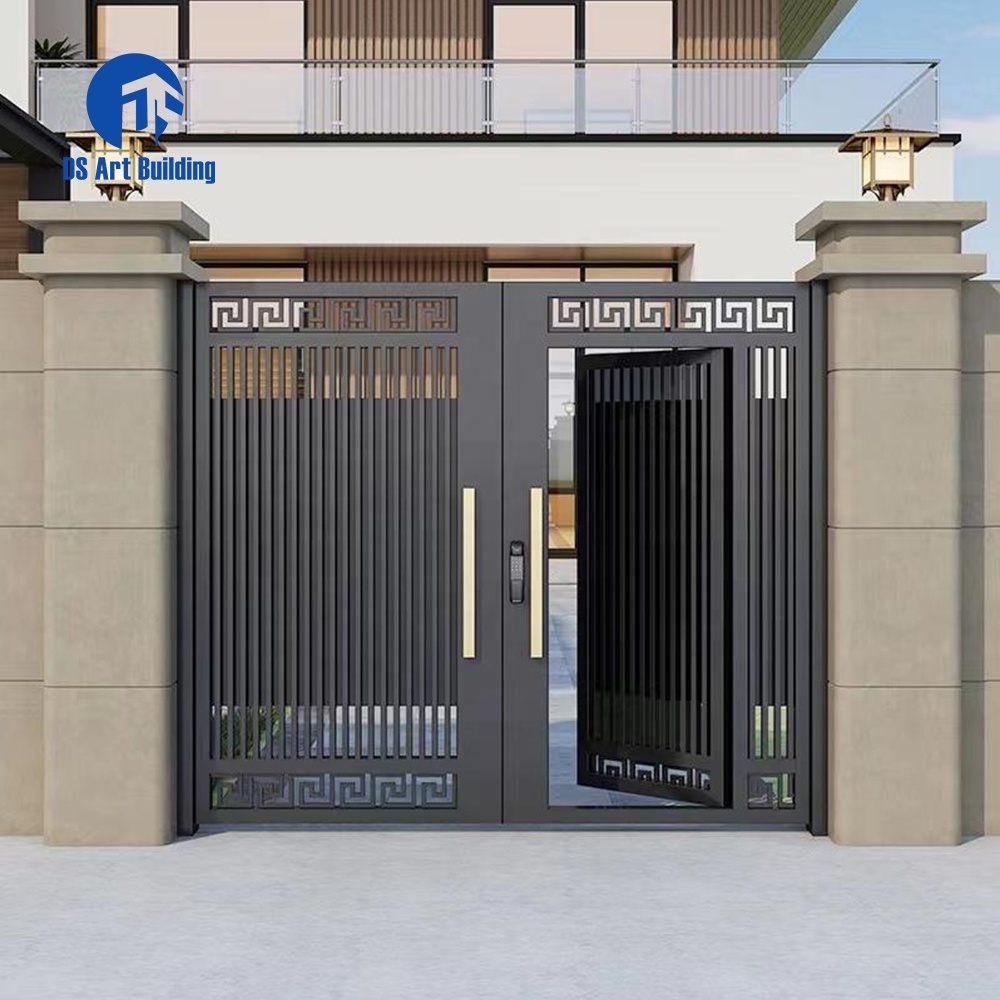 DS Aluminum Galvanized Steel Side Gates Decorative Wrought Iron Double Swing Door in Door Gate