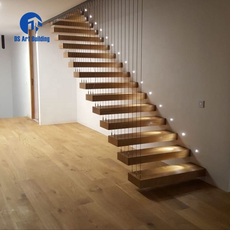 DS Hot seller prefabricated interior straight stairs indoor wooden step staircase straight stair case