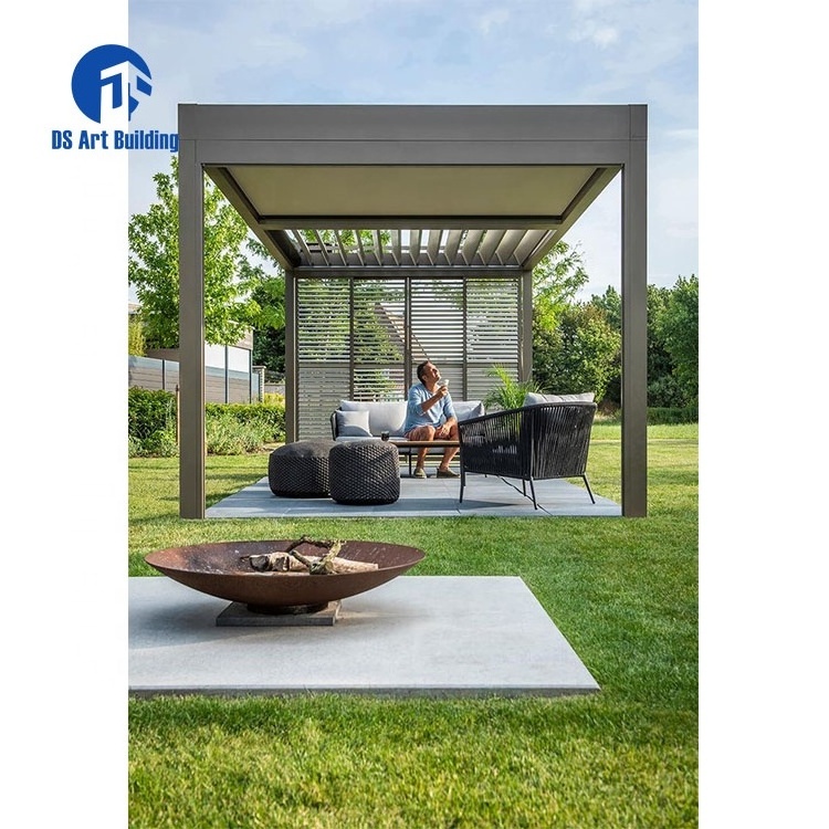 DS Waterproof Opening and Closed roof Motorised Aluminium louvre pergola Sun shade Blades Pergola for Garden Patio Cover