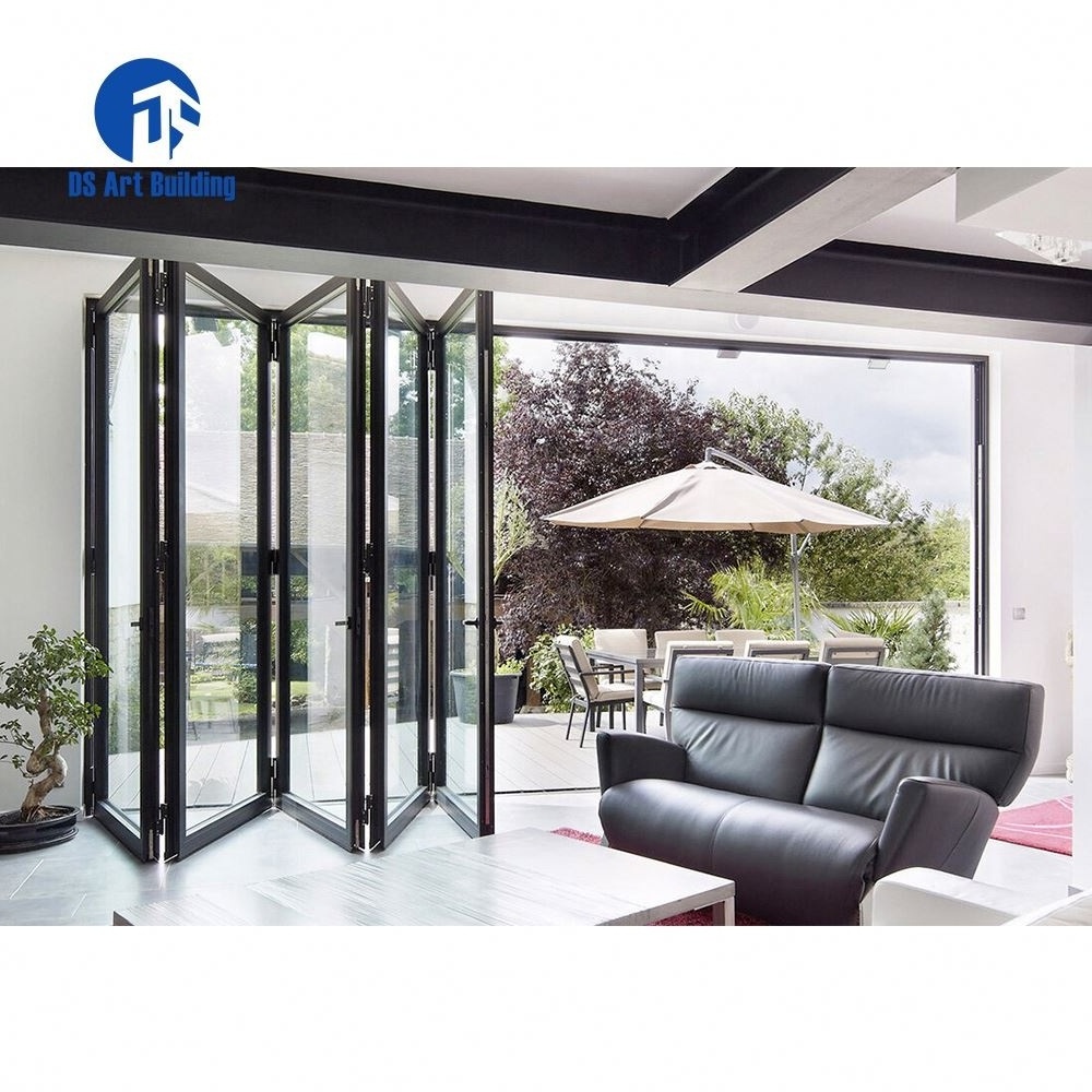 DS Cheap Custom Veranda Exterior Accordion Bifold Door Glass Sliding Patio Bi-Folding Bifold Aluminum Bi Folding Door