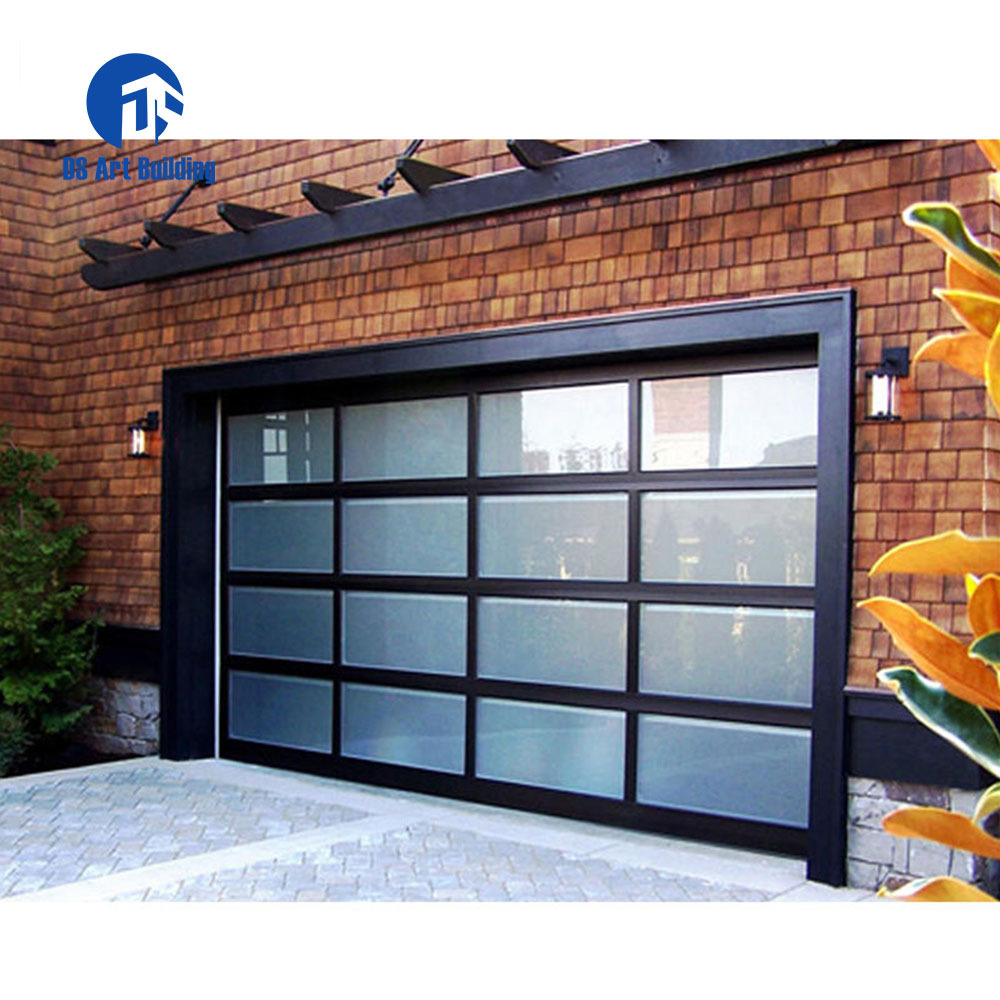 DS 9x8 / 8x7 / 12x7 / 9x7 Modern Electronic Insulated Clear Glass Panel Car Garage Door For House