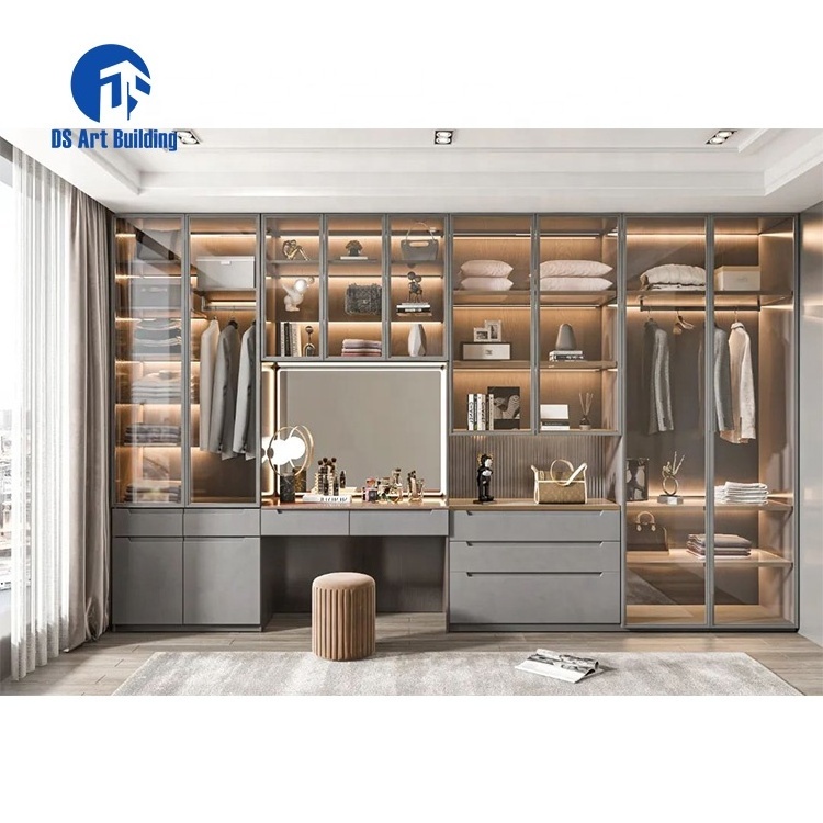 DS Modern Design Walk In Closet Cabinet With Drawer And Mirror Clothing Storage Cabinets