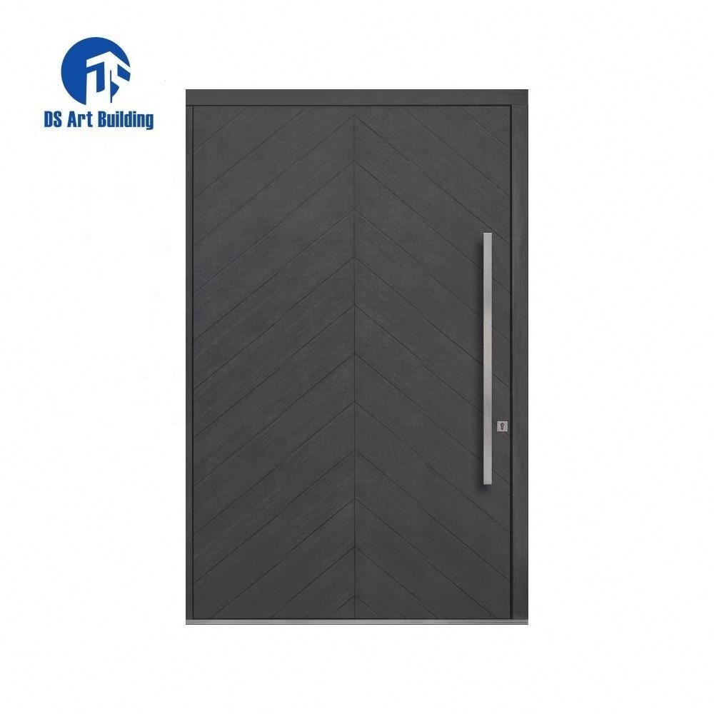 DS New Modern Wrought Steel Front Door Swing Single Aluminum Full View Glass Pivot Metal Iron Entry Doors