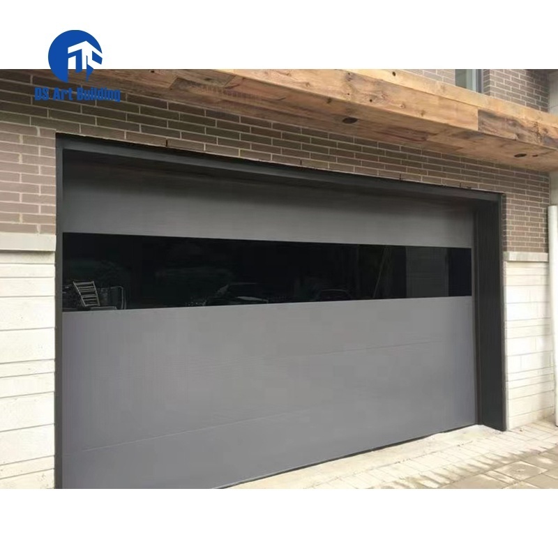 DS New Design Modern Aluminum Alloy Tempered Full View Plexiglass Garage Door Mirror Glass Garage Doors