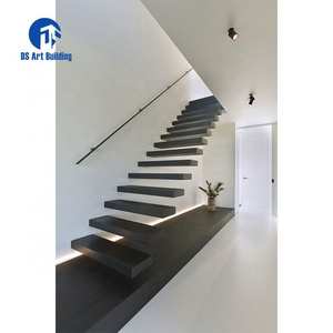 DS Simple staircase design indoor tempered glass treaded floating stairs