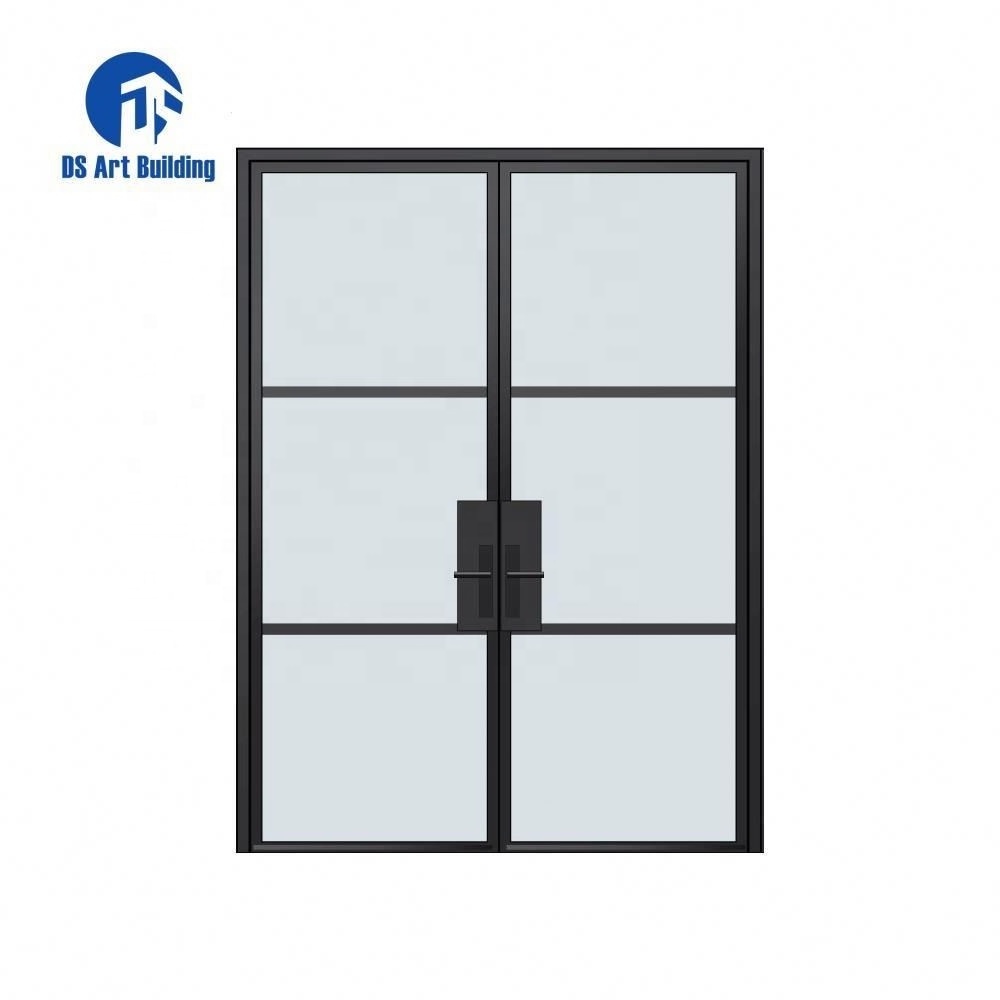 DS  Commercial doors steel profile french steel door with bottom panel wrought iron exterior entry doors