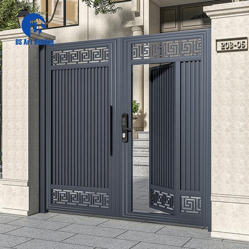 DS Aluminum Galvanized Steel Side Gates Decorative Wrought Iron Double Swing Door in Door Gate