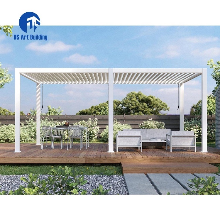 DS Customized Size Strong Wind Load Garden Decoration Metal Large Gazebo with Roller Screen