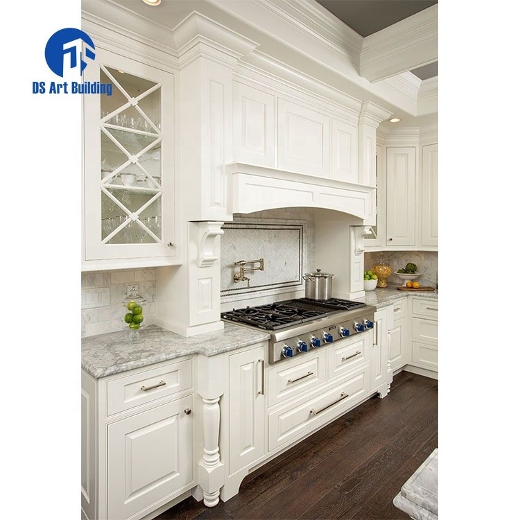 DS American Style Luxury Design Solid Wooden Kitchen Cabinets With Kitchen Pantry Cupboards for Sale