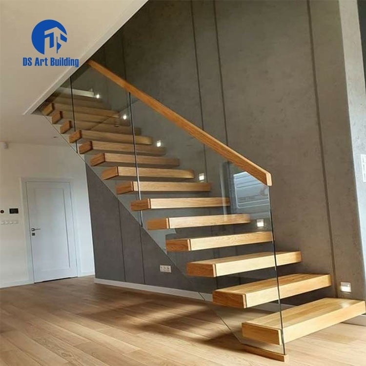 DS Hot seller prefabricated interior straight stairs indoor wooden step staircase straight stair case