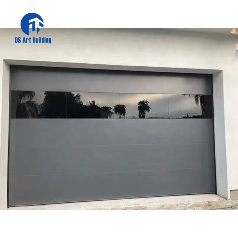 DS New Design Modern Aluminum Alloy Tempered Full View Plexiglass Garage Door Mirror Glass Garage Doors