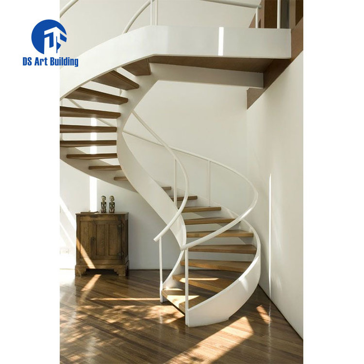 DS Professional customized spiral curved steel frame Staircase with marble steps steel stairs