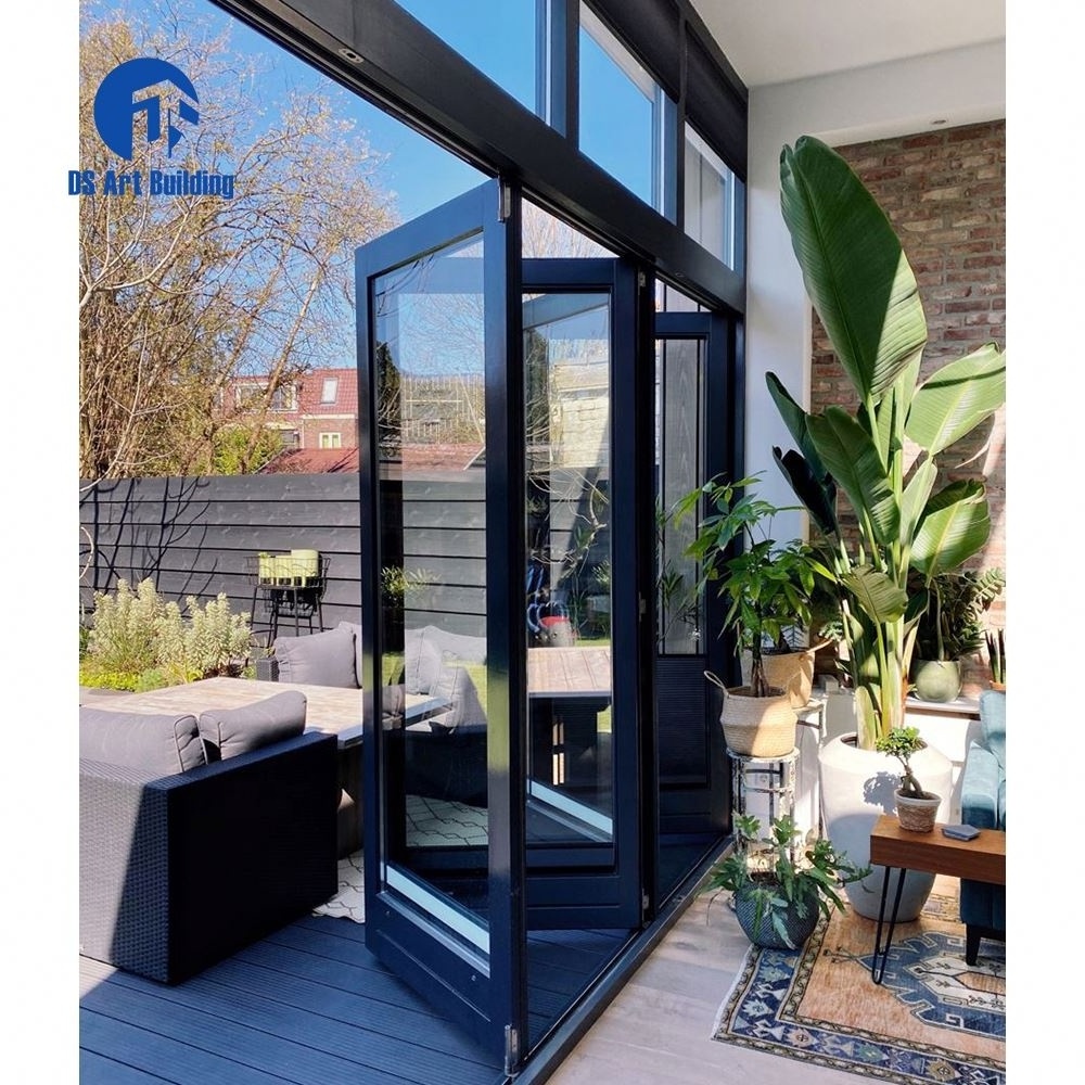 DS Cheap Custom Veranda Exterior Accordion Bifold Door Glass Sliding Patio Bi-Folding Bifold Aluminum Bi Folding Door