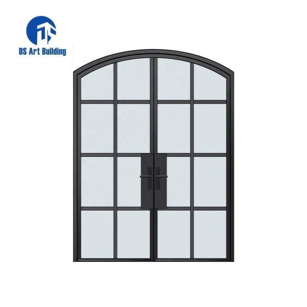 DS  Commercial doors steel profile french steel door with bottom panel wrought iron exterior entry doors