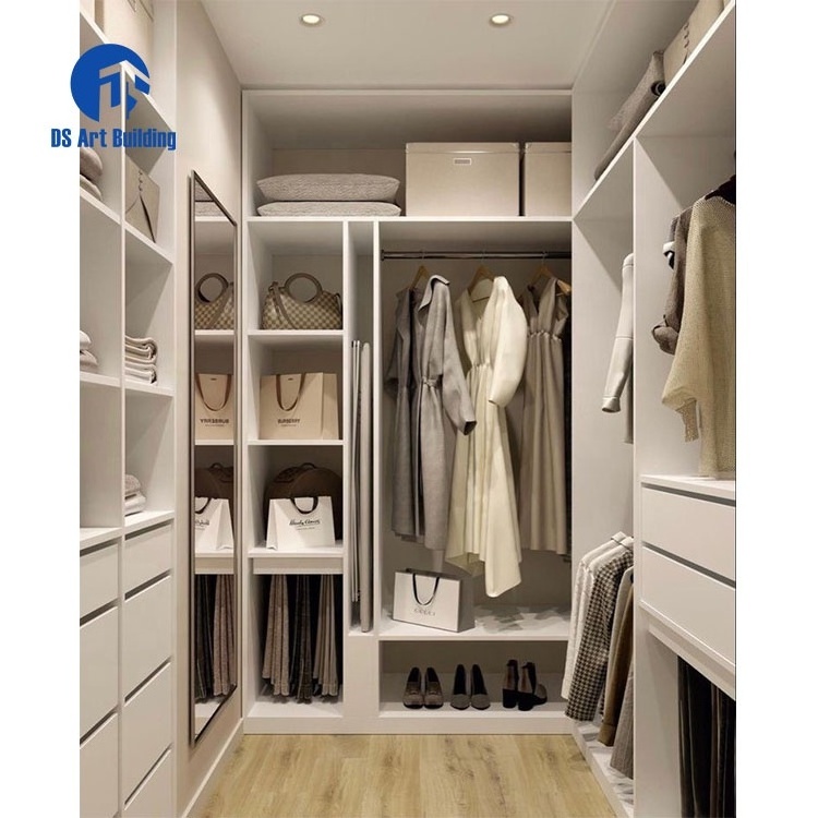 DS Art Building Design Custom Wardrobe Plywood Walk In Closet With Island