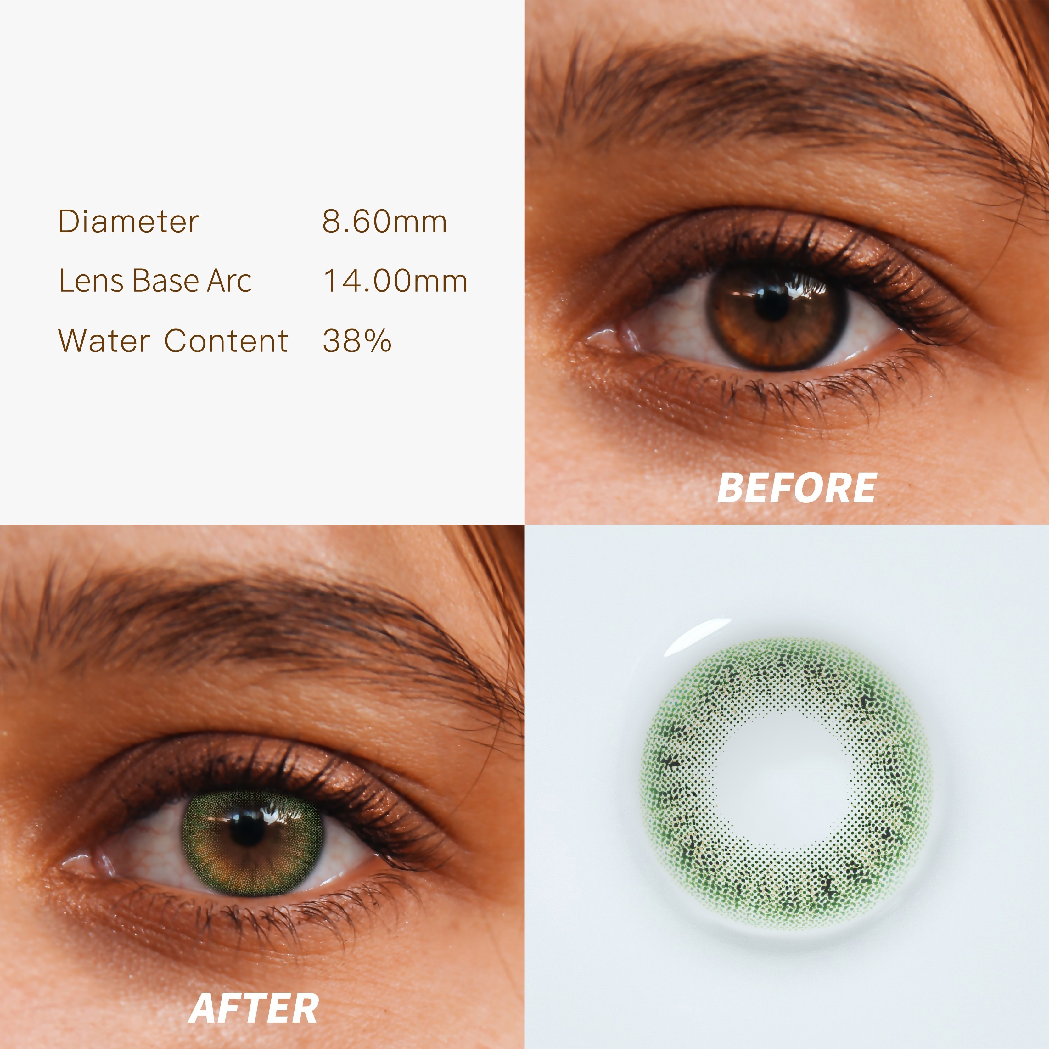 CE Dawn Green Lentes De Contacto De Colores Cosmetic Color Eye Contact Lenses