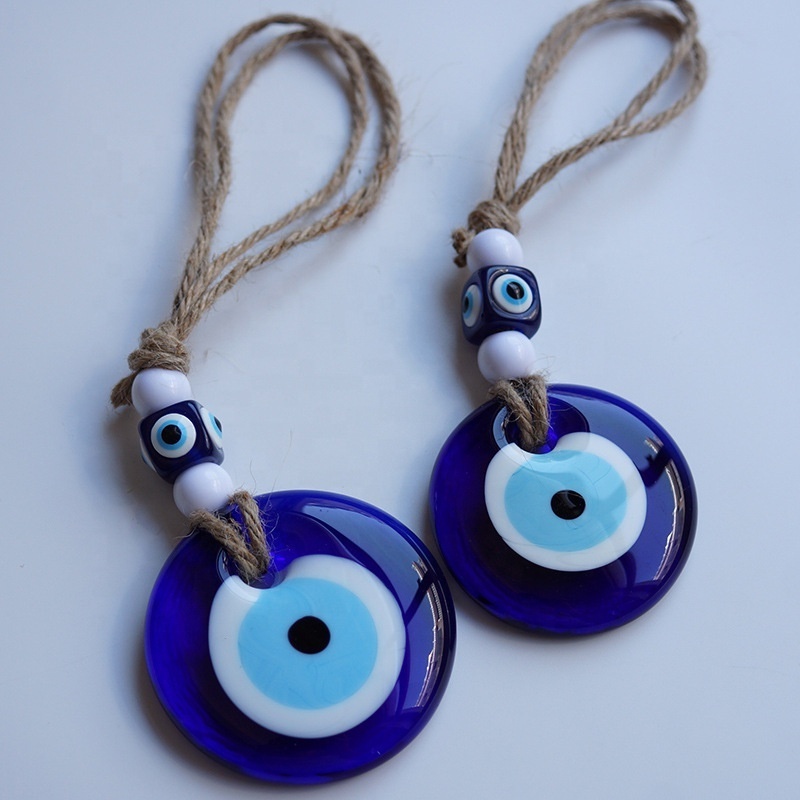 Evil Eye Wall Hanging Ornament Accessories Handmade Glass Turkish Nazar Evil Eye Pendants Good Luck Garden Home Decor