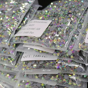 SS6 Wholesale Charms Crystal AB Hot fix Flatback Rhinestones Bulk for Clothes , DIY Loose Glass Glue Back Hotfix Rhinestones