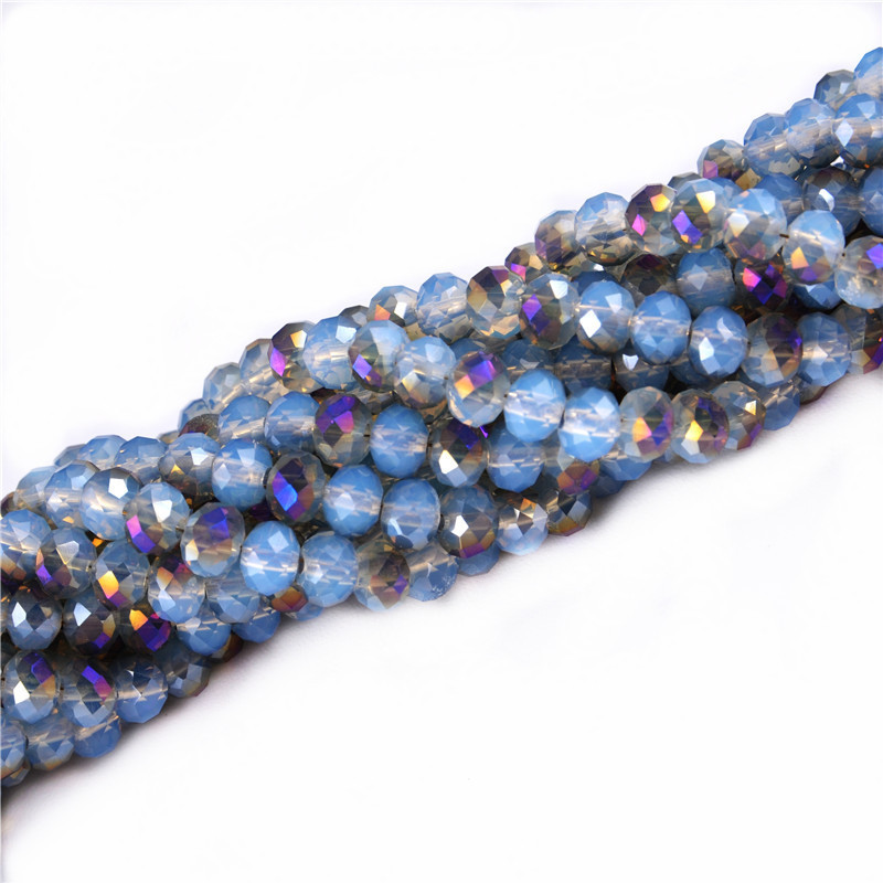 blue jade faceted glass rondelle beads for bracelets