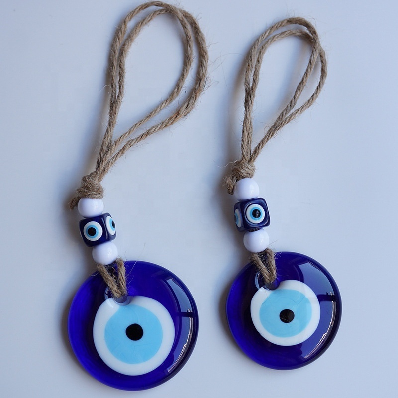 Evil Eye Wall Hanging Ornament Accessories Handmade Glass Turkish Nazar Evil Eye Pendants Good Luck Garden Home Decor