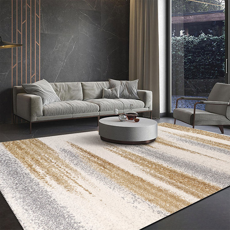 Direct Selling Nordic Decoration Beige And Gray Abstract Design Stripe Floor Printed luxury large plain rugs carpets and rugs