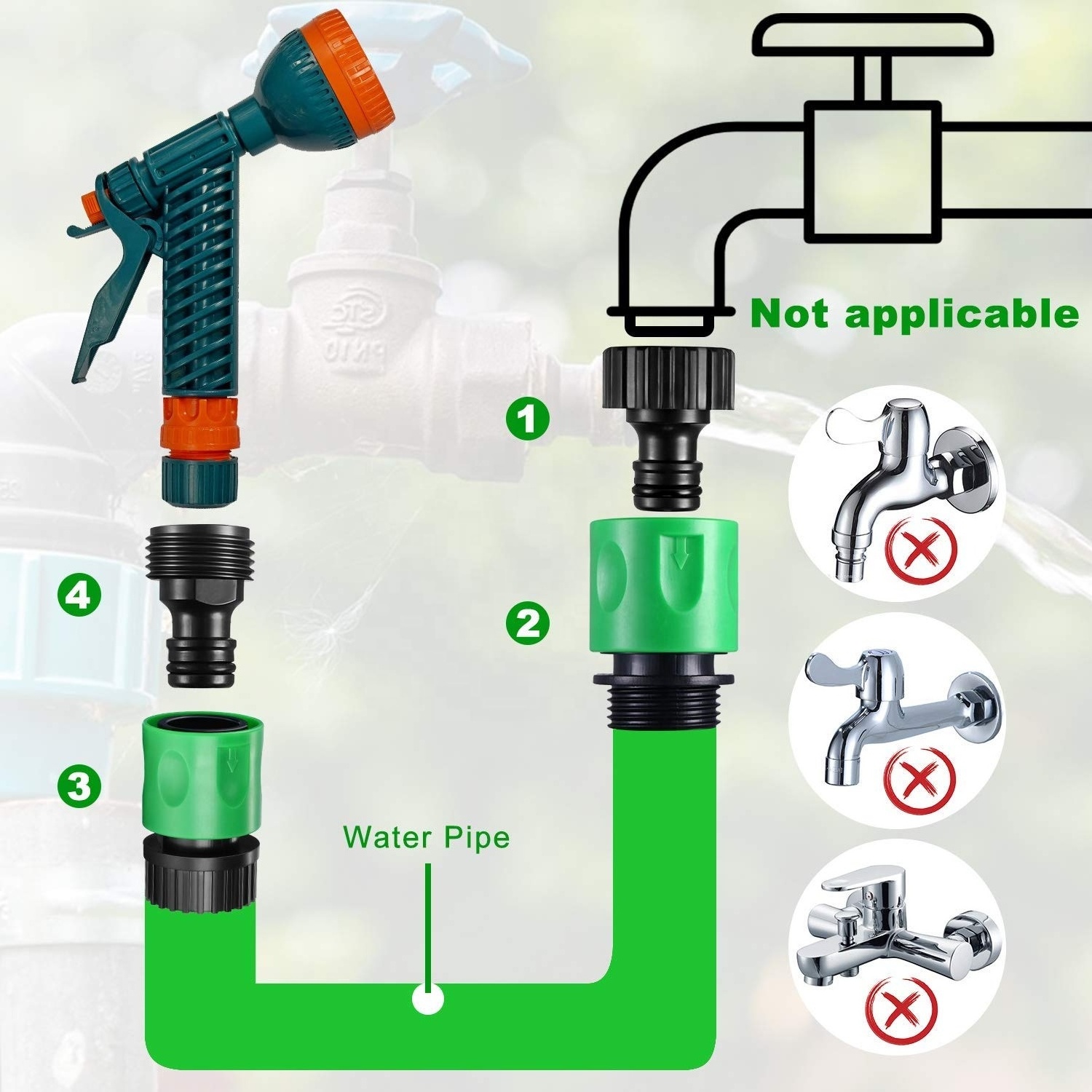 Garden Water Hose Nozzle 3/4-inch Male Thread Accessory Connector