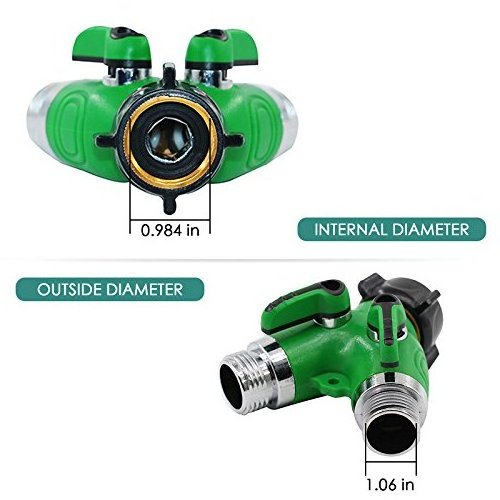 Heavy Duty 100% Fixed Bolt Thread Easy Grip Y 2 Way All Metal Body Water Faucet Garden Hose Splitter With Shut Off Valve